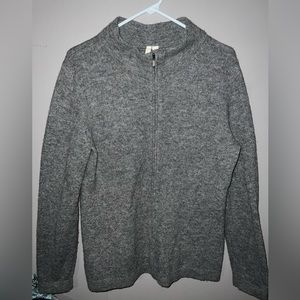 Womens Medium Grey Purejill J Jill Full Zip Jacket Sweater 100% Lambs Wool